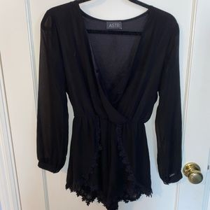 Black romper with lace detail